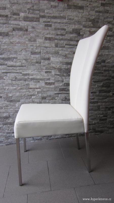 Luxusní jídelní židle - Bílá (krémová) ekokůže - foto 4