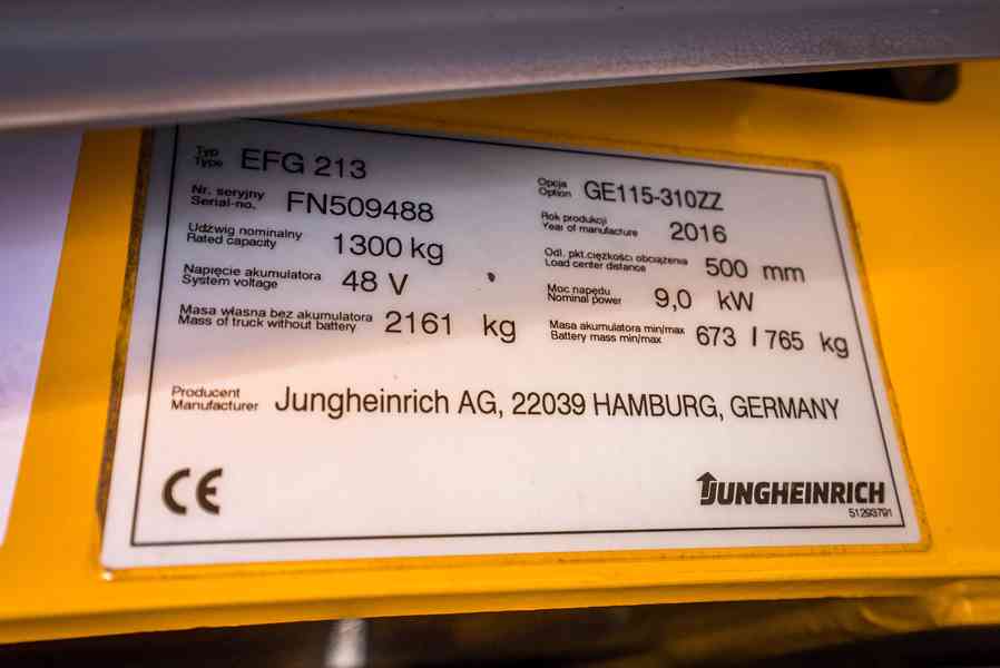 Vysokozdvižný vozík Jungheinrich EFG 213 TOP STAV - foto 8
