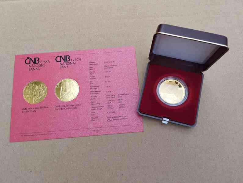 Zlatá mince Hrad Buchlov, PROOF + certifikát a etue - foto 6