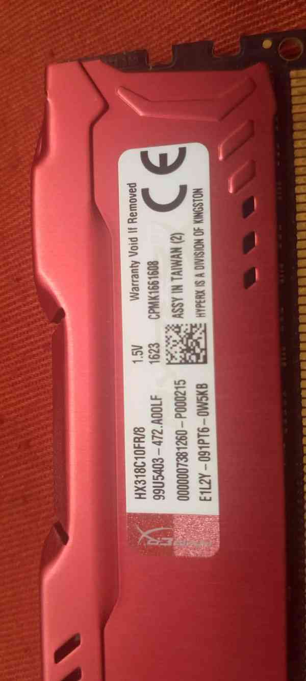 Prodám Kingston HyperX Fury Red DDR3 8GB 1333MHz - foto 3