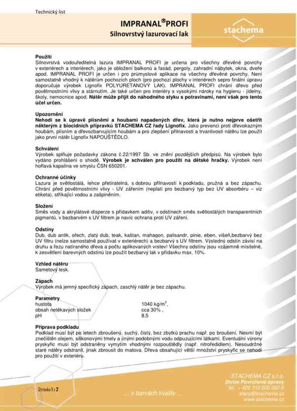 2x 5 litrů LN400 IMPRANAL PROFI pinie - silnovrstvá lazura - foto 2