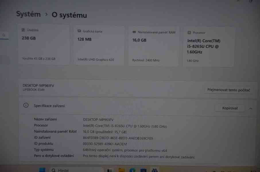 Fujitsu Lifebook E549 i5/16GB/SSD 256GB/záruka - foto 3