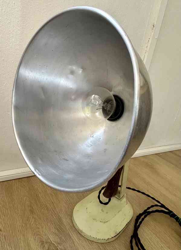 STARÁ elektrická lampa ocel lak dřevo asi lékařská TOP!!! - foto 2