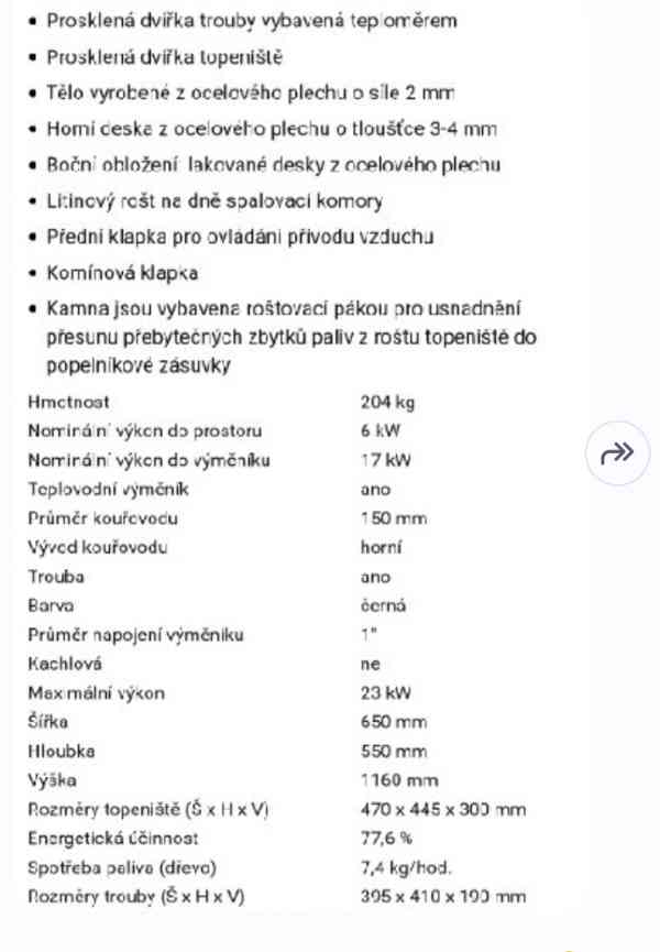Prodám krbová kamna s výměníkem - foto 2