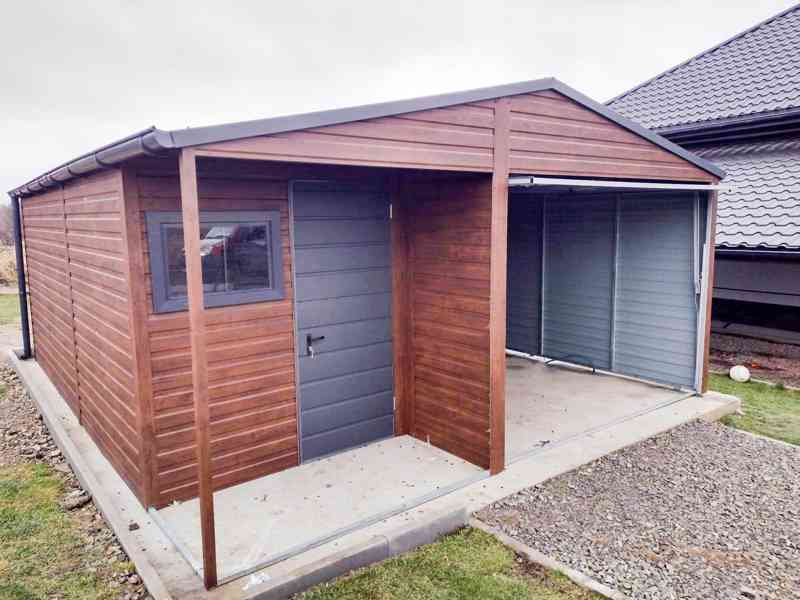 Plechova garáž 5m x 6m   sedlová výklopná vrata dveře TS235 - foto 5