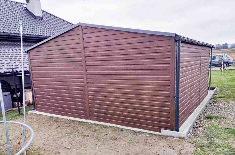 Plechova garáž 5m x 6m   sedlová výklopná vrata dveře TS235 - foto 4