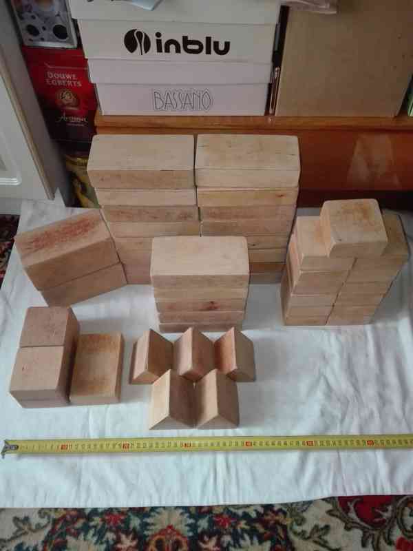 Dřevěná velká stavebnice,  kostky 44 ks - lehké a duté RETRO - foto 1
