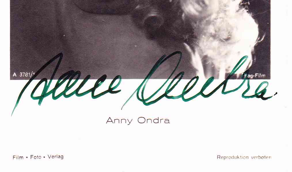 Anny Ondra - autogram na reklamní pohlednici - foto 3