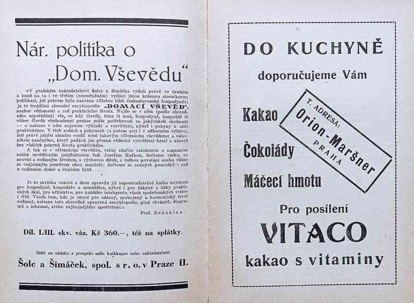 Starožitná Kuchařská kniha 1921, spolek Domácnost  - foto 22