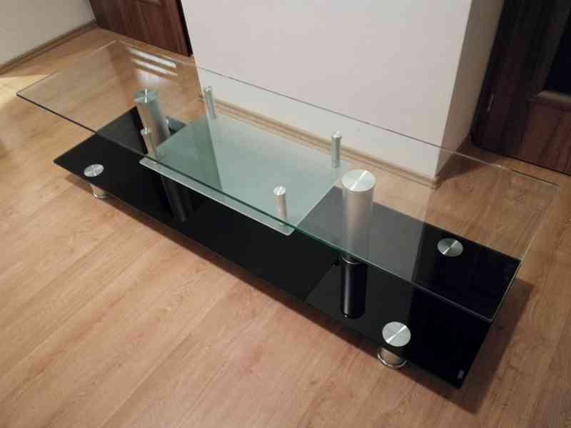 Designový TV stolek sklo/kov - foto 1