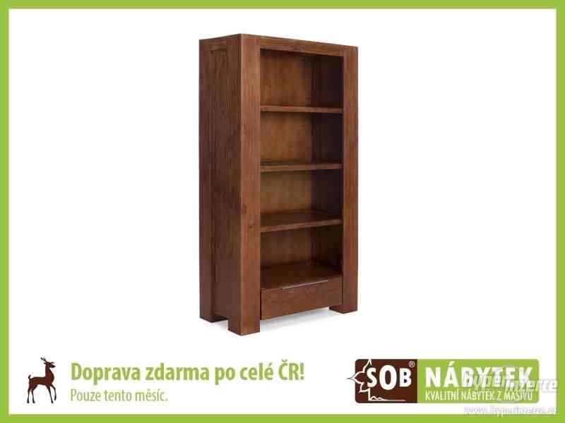 Knihovna z borovice, dřevěná knihovna hnědá - foto 1