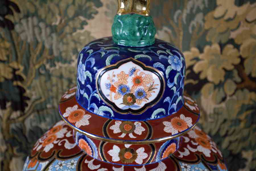 Velká třídílná čínská váza s víkem. Značená 100 cm - foto 6