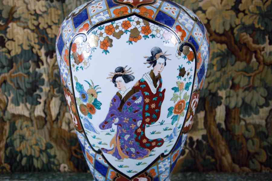 Velká třídílná čínská váza s víkem. Značená 100 cm - foto 3