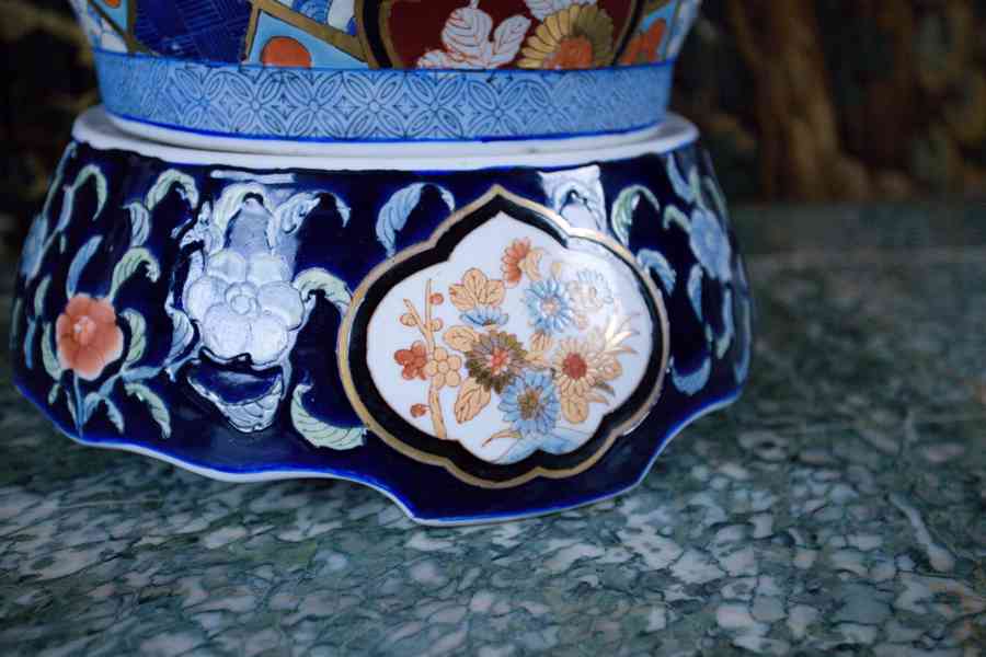 Velká třídílná čínská váza s víkem. Značená 100 cm - foto 5