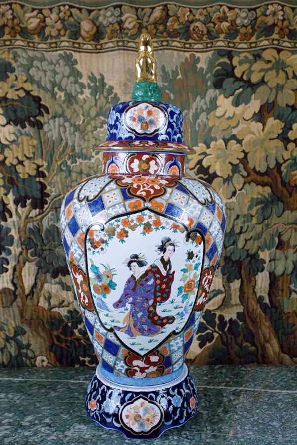 Velká třídílná čínská váza s víkem. Značená 100 cm - foto 9