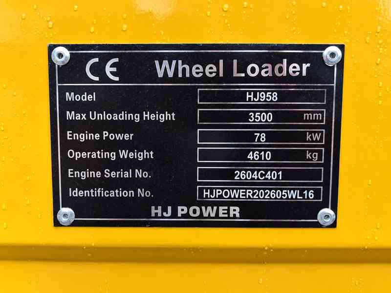Kolový nakladač HJ Power HJ958 78 kW, 4×4 - foto 4