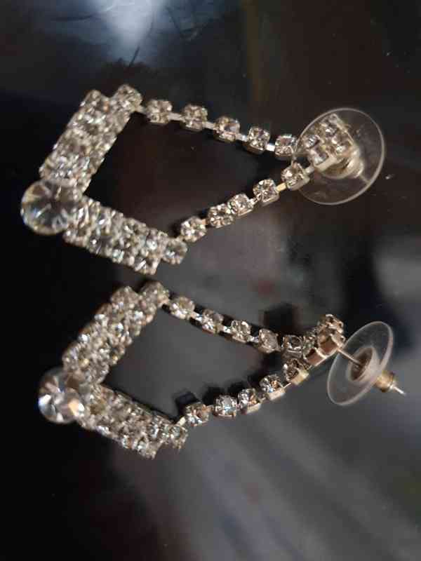Starý štrasový, stříbrný náhrdelník s naušnicemi - foto 3