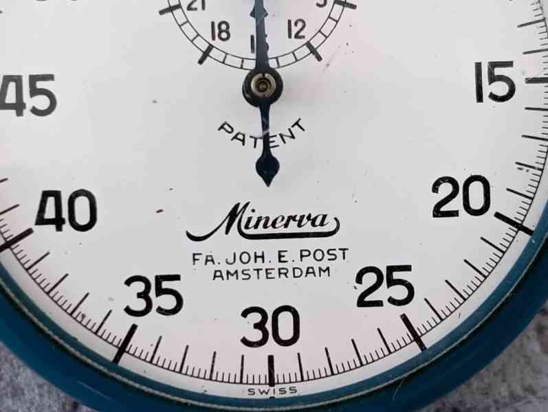 Švýcarské kapesní stopky Minerva – funkční, 51 mm, vintage - foto 12