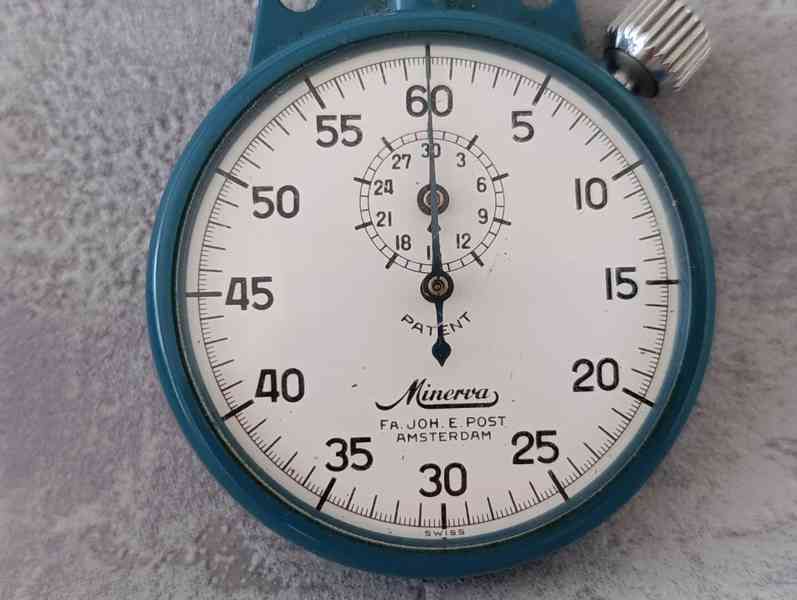 Švýcarské kapesní stopky Minerva – funkční, 51 mm, vintage - foto 17