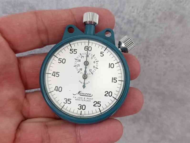 Švýcarské kapesní stopky Minerva – funkční, 51 mm, vintage - foto 5