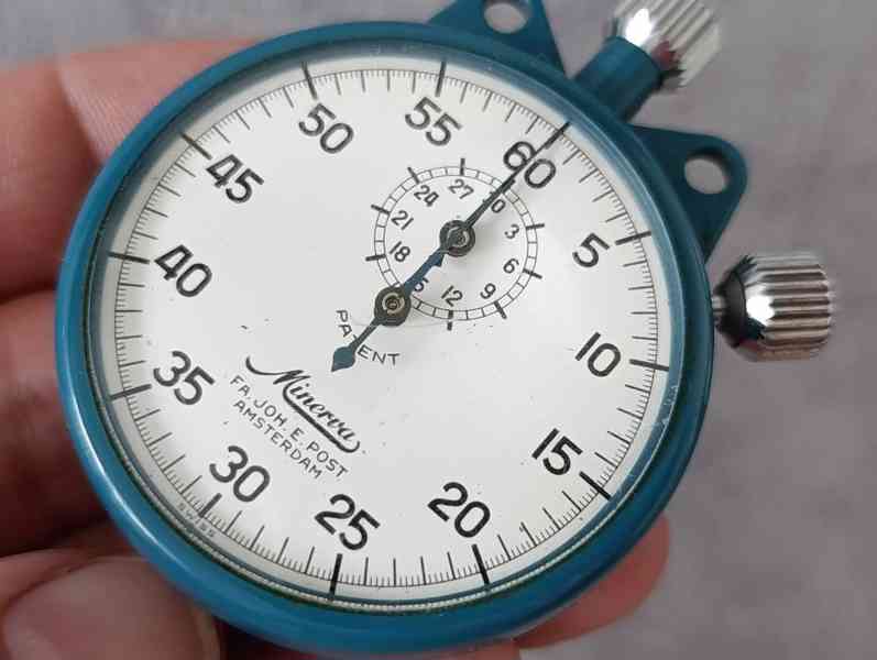 Švýcarské kapesní stopky Minerva – funkční, 51 mm, vintage - foto 16