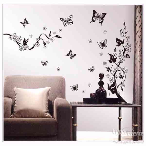 Samolepka na zeď - Květy, Kytky, Motýli 100x86 cm - foto 2