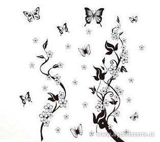 Samolepka na zeď - Květy, Kytky, Motýli 100x86 cm - foto 3