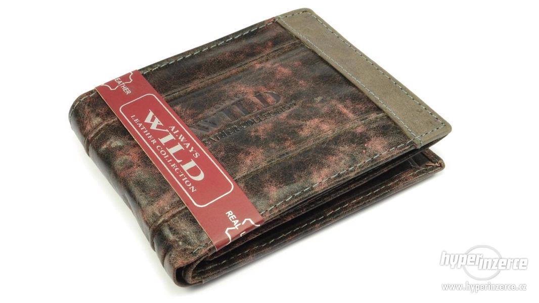 Pánská kožená peněženka šedo hnědá - foto 1