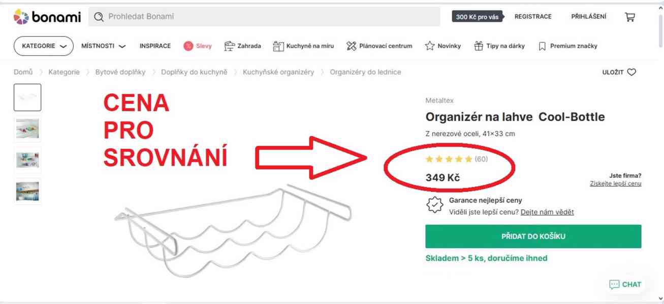 Nový ocelový držák na láhve do skříně, ledničky - organizér - foto 4