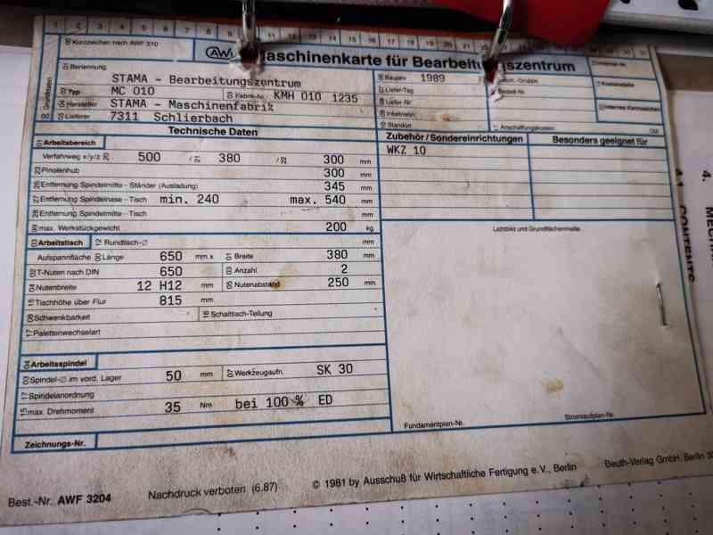 Použité obráběcí centrum STAMA - FANUC MC010, r. v. 1989 - foto 8
