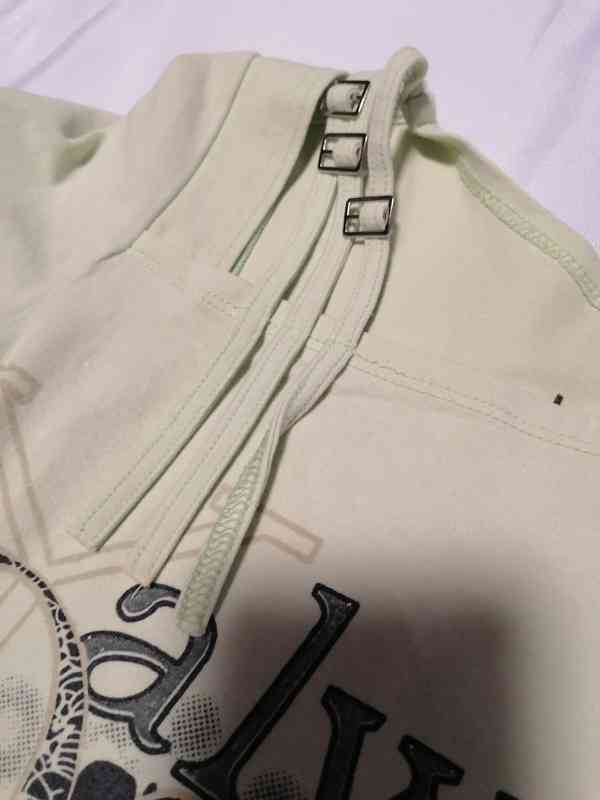 Dámské sv. zelené tričko s ozdobnými pásky, vel. S - foto 8
