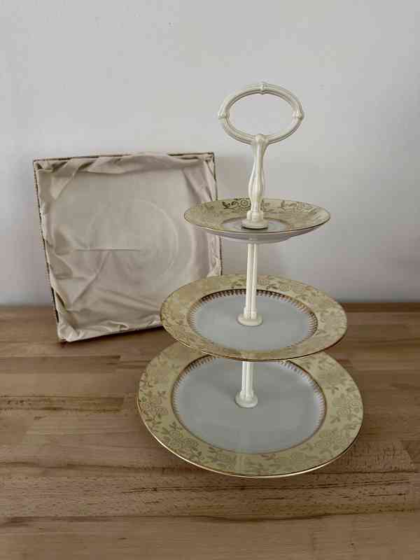 Retro porcelánový etazér, patrový talír - foto 8