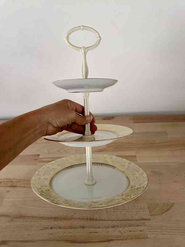 Retro porcelánový etazér, patrový talír - foto 7