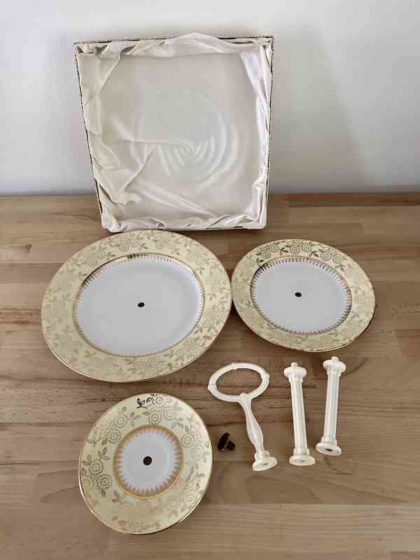 Retro porcelánový etazér, patrový talír - foto 3