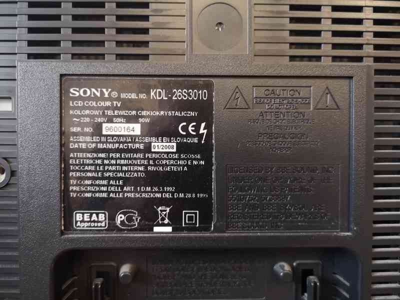 Prodám TV Sony KDL 26S3010 (LCD, 66 cm) - foto 2