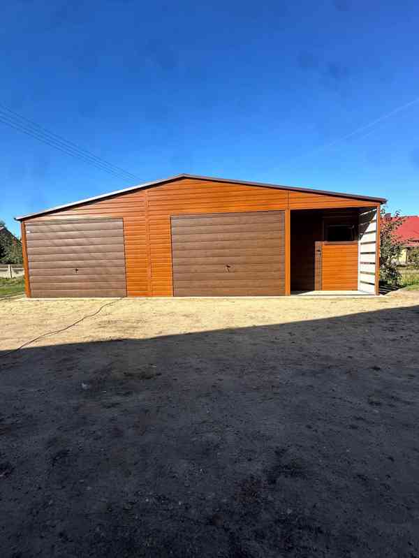 Plechova garáž 10x6m + výklenek 2x1m 2x výklopná vrata TS787 - foto 3