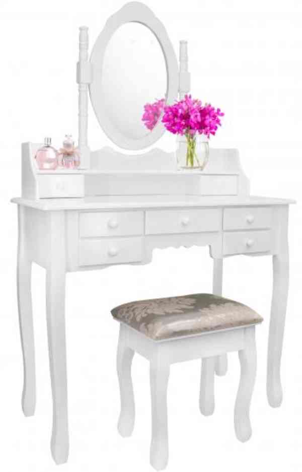 XXL Velký toaletní stolek, zrcadlo, taburet - foto 1