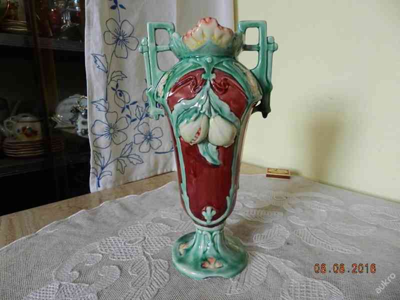 Krásná secesní malovaná Váza Amfora Majolika