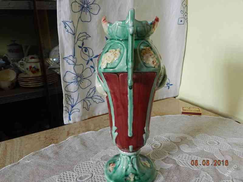Krásná secesní malovaná Váza Amfora Majolika - foto 7
