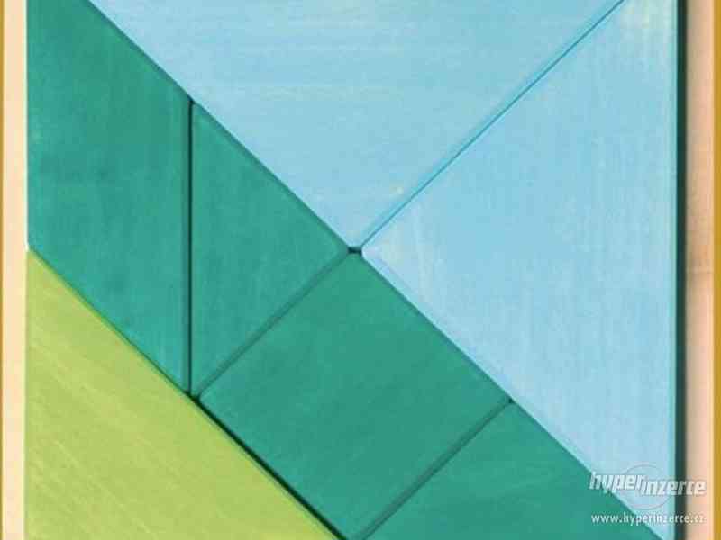Tangram modrý / zelený, 23x23 cm - foto 1