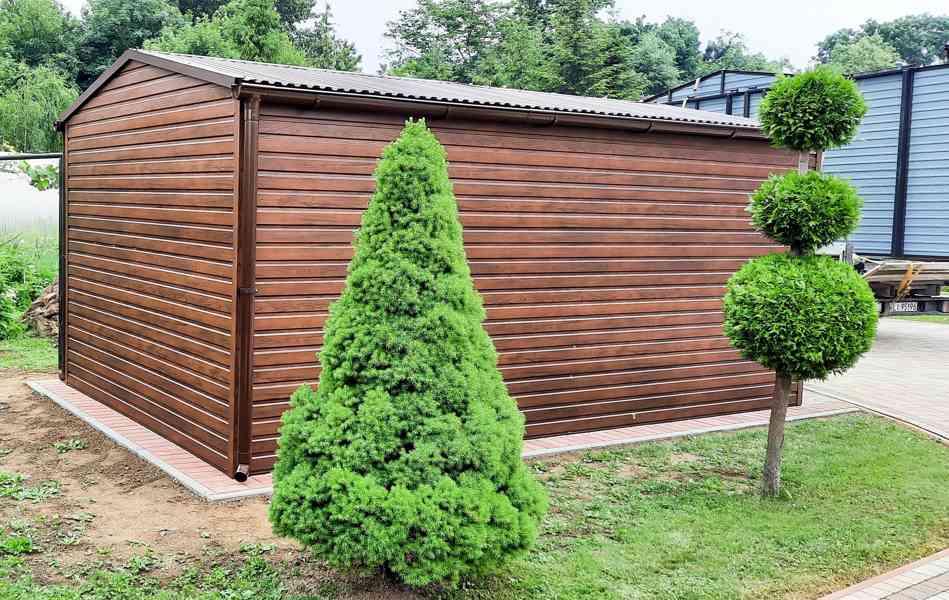 Plechová garáž 3x6m, sedlová střecha - výklopná vrata TS268 - foto 7