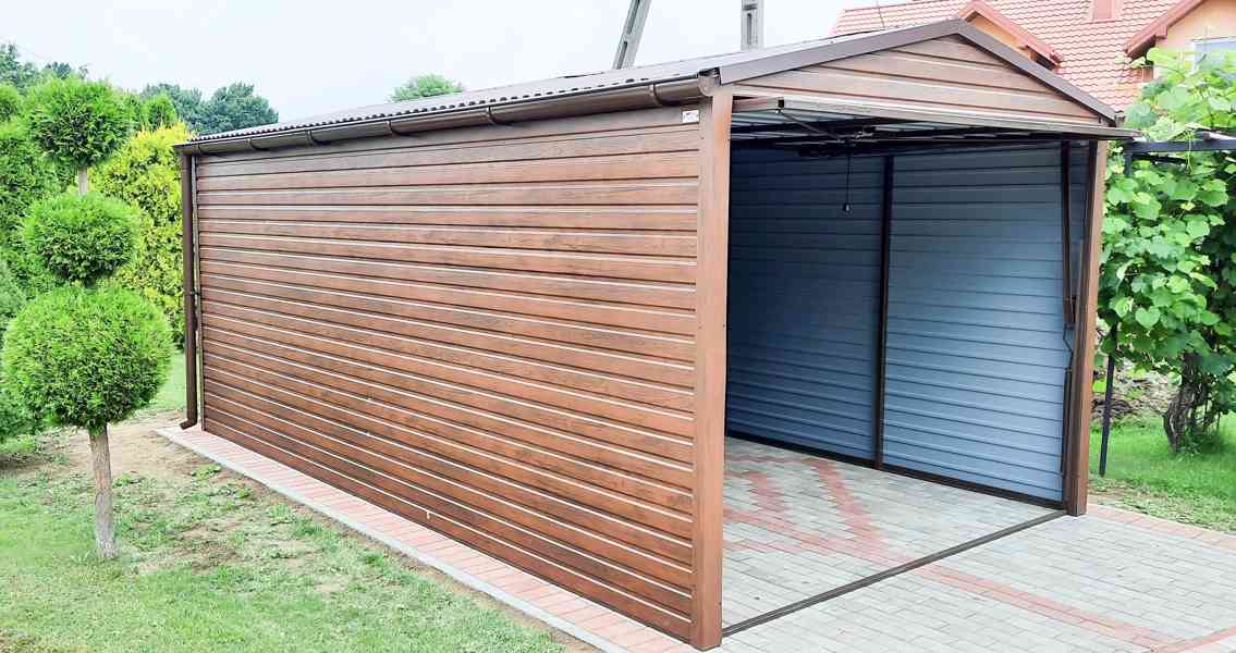 Plechová garáž 3x6m, sedlová střecha - výklopná vrata TS268 - foto 5