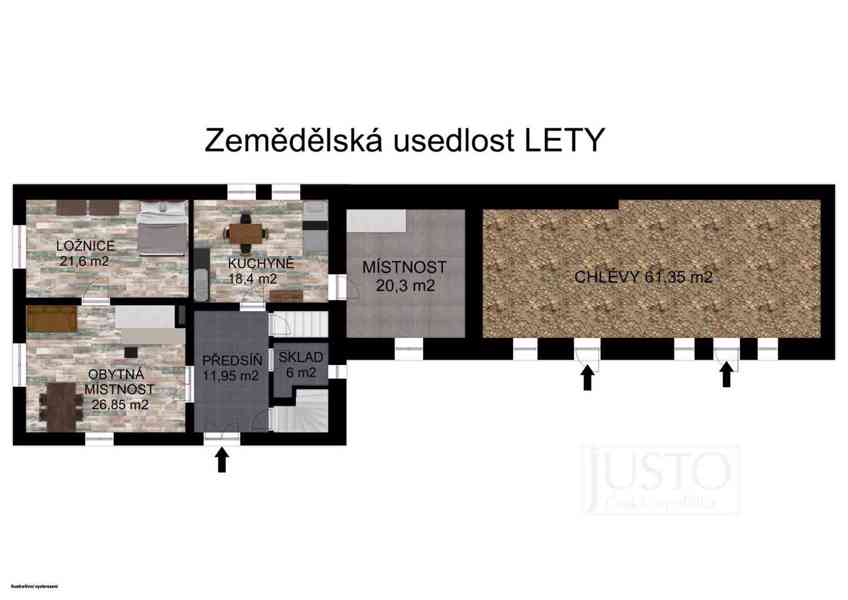 Prodej zemědělské usedlosti 3+1, 100 m², 2658 m², Lety - foto 4