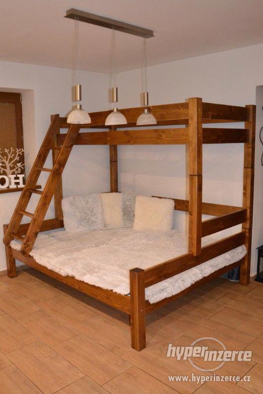 Patrová postel PETRA 140x200 cm, masív - česká výroba - foto 1