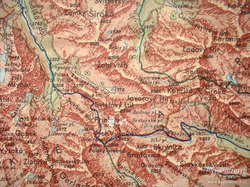 Mapa Vysokých Tater - prvorepubliková - foto 2