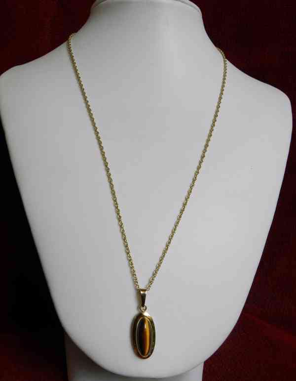 Sada zlatých šperků s Tygřím okem v Art deco stylu . - foto 5