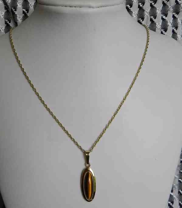 Sada zlatých šperků s Tygřím okem v Art deco stylu . - foto 3