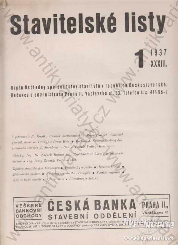 Stavitelské listy Ročník 33, č. 1-24 1937 - foto 1