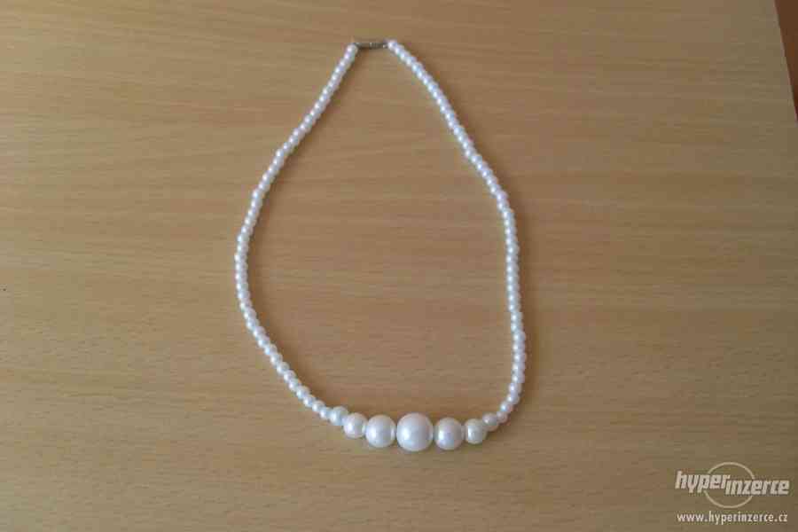 Voskované perly na silikonu - náhrdelník - NOVÝ - foto 2