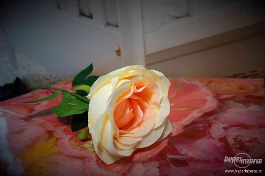 Umělá růže - 60 cm - lososová - foto 1